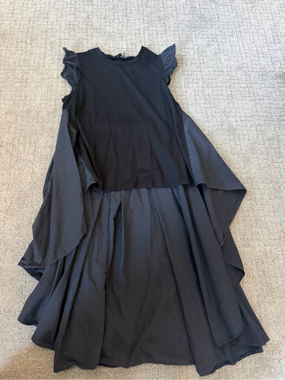 English Factory Black Maxi Dress with Ruffle Cap Sleeves